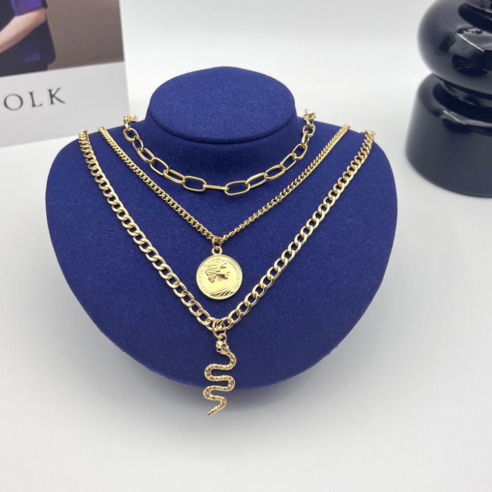 Gold Layered Snake Pendant Necklace